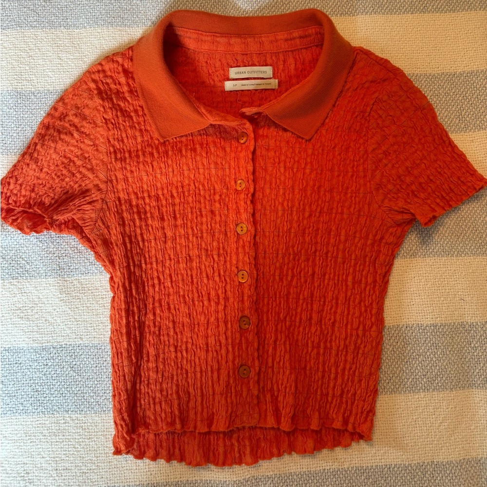 Urban Outfitters short sleeve cropped button up